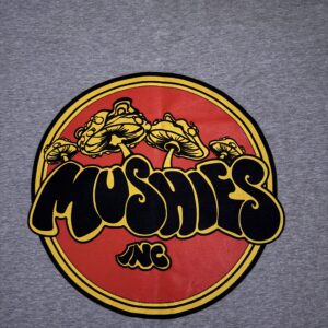 Mushies Inc. Gray T-shirt Red Logo