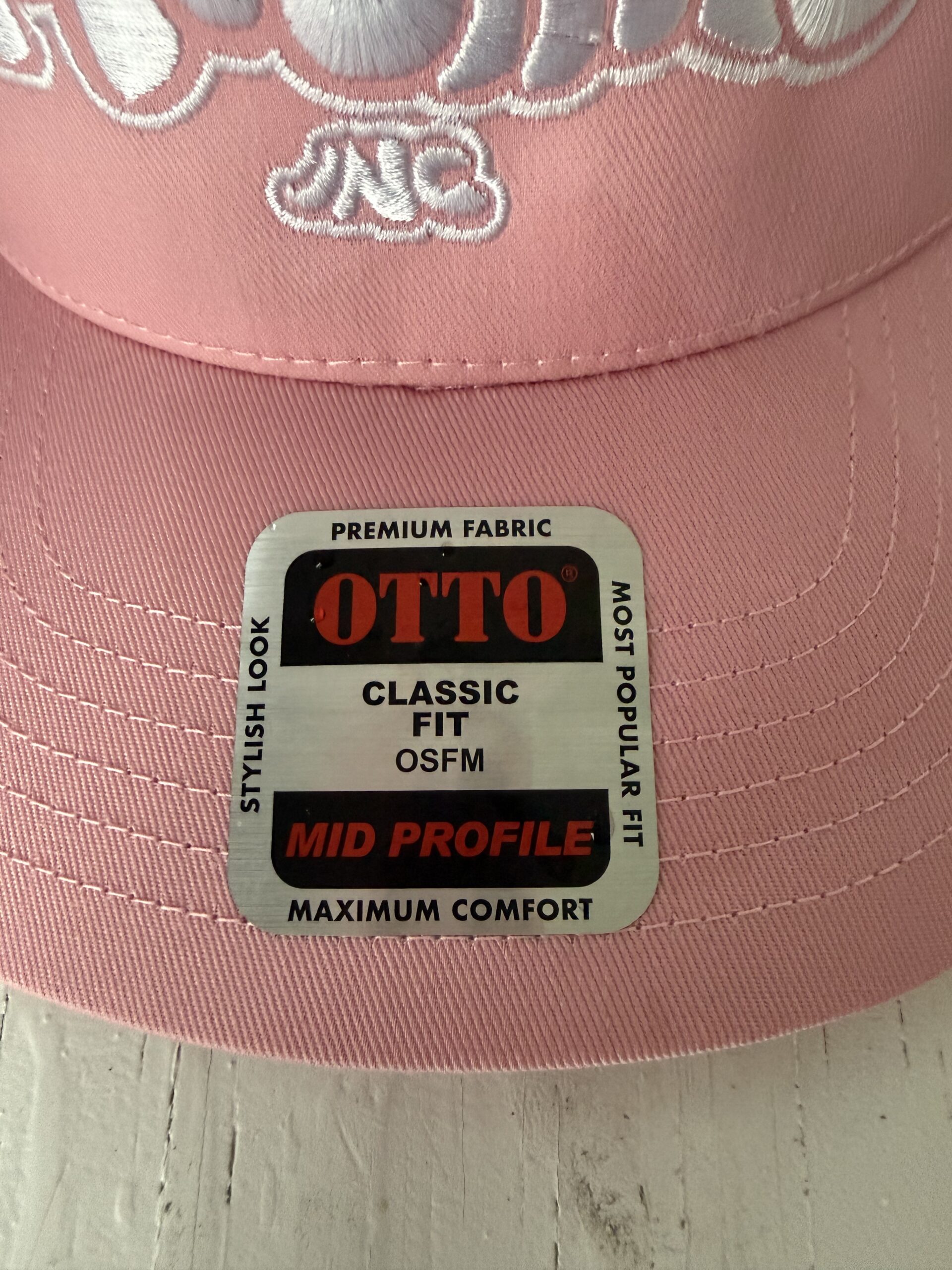 Embroidered Pink Otto Classic Fit Mid Profile White Mushies Inc Logo - Image 2