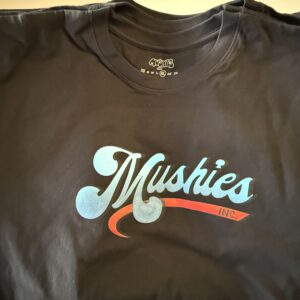 Mushies Inc. Blue Fade Logo Black T-Shirt